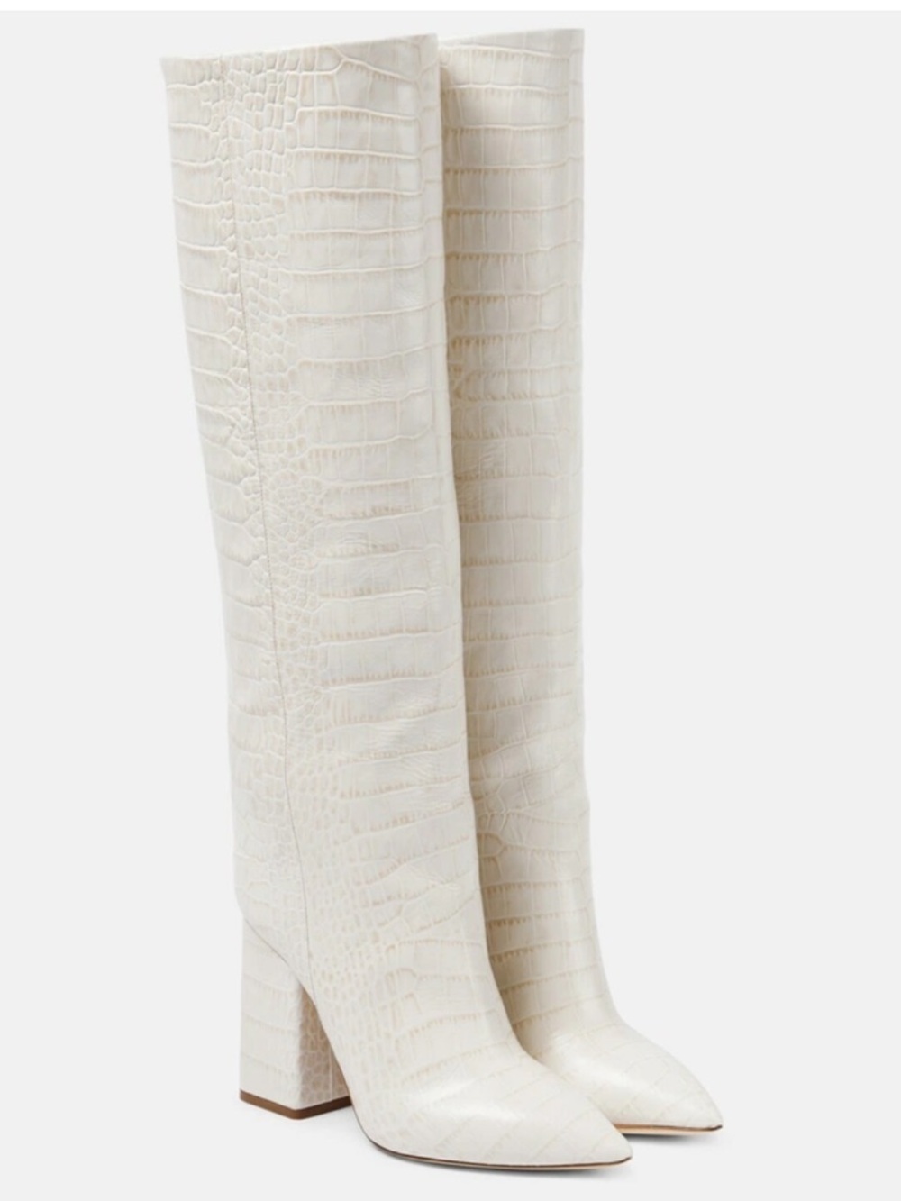 Paris Texas Off-White Croc-Effect Knee Boots